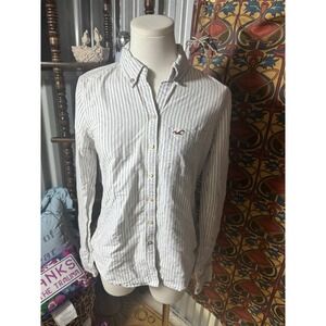 Y2K Hollister Womens Striped Button Down Shirt Long Sleeve Casual Top
